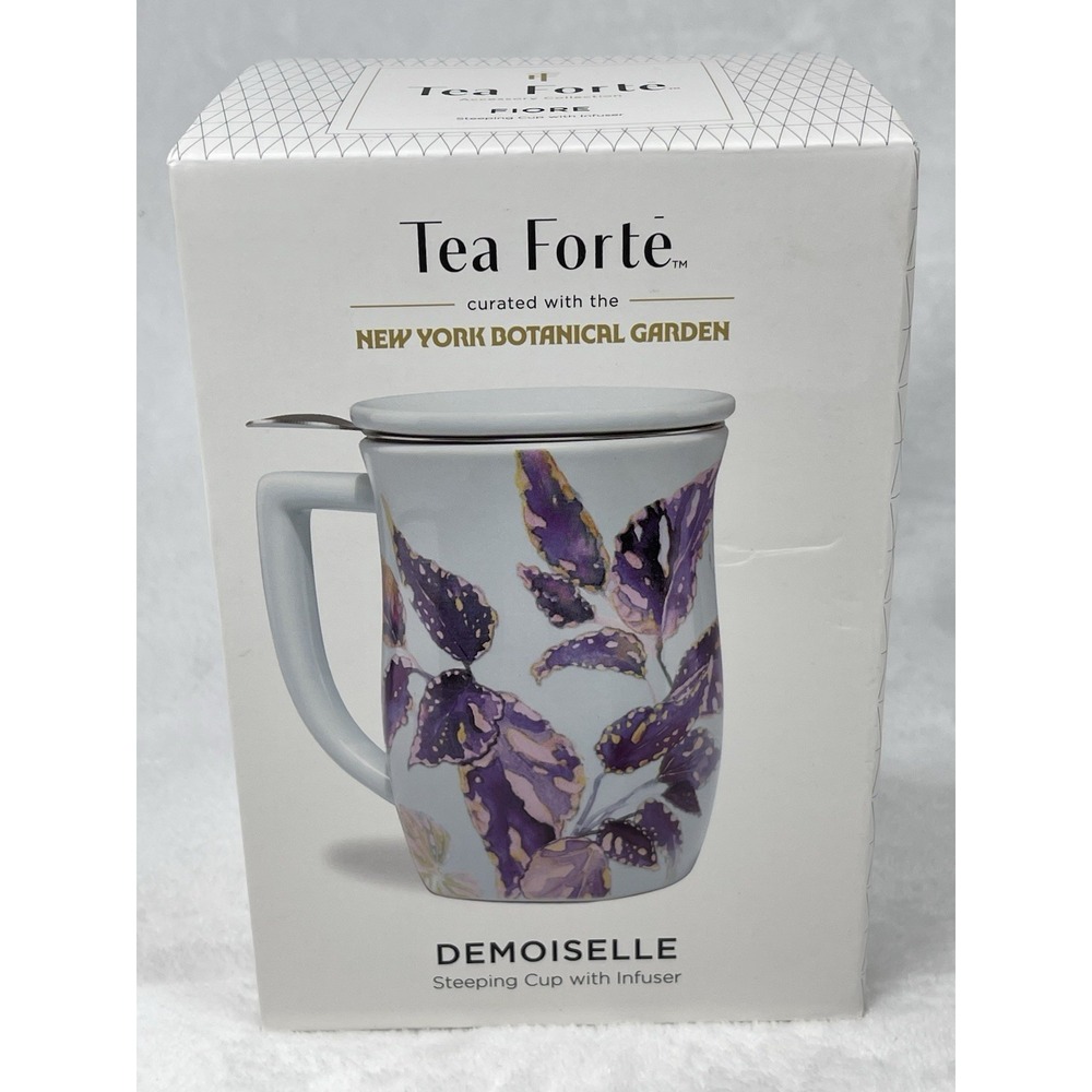 Tea Forté NYBG Demoiselle Steeping Cup w/ Stainless Infuser & Lid New 6631991128